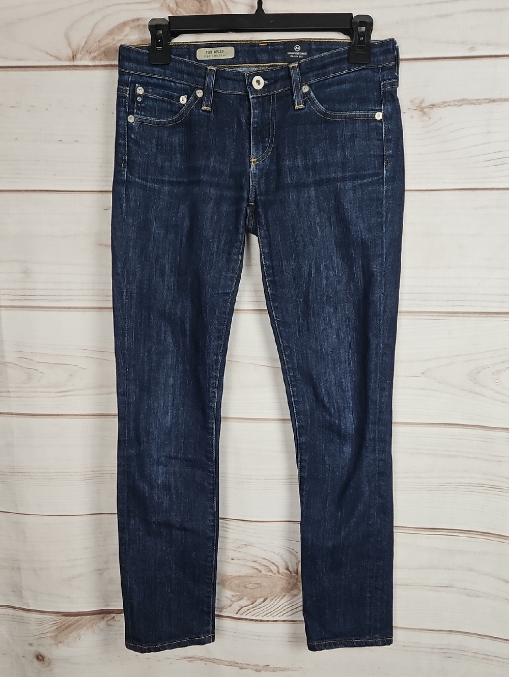 AG Adraino Goldsmeid Low Rise The Stilt Cigarette Dark Blue Jeans - Size 25